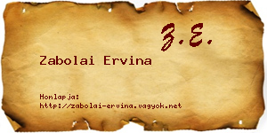 Zabolai Ervina névjegykártya